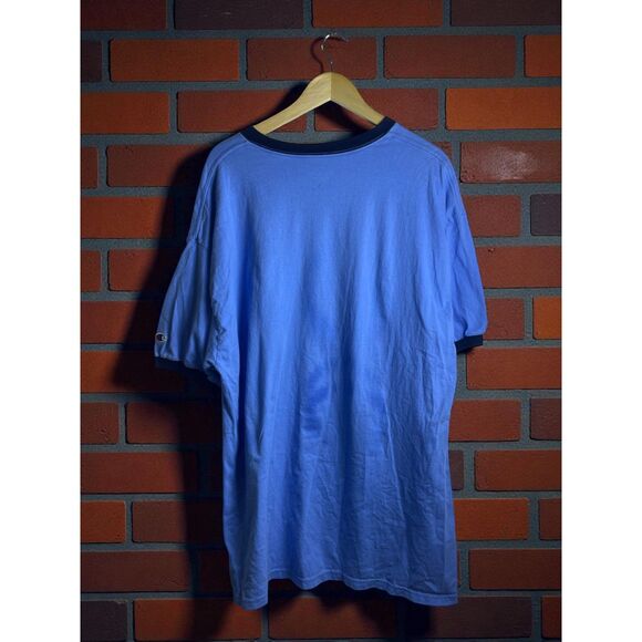 Vintage Champion Ringer Tee – Light Blue/Navy Trim – Made in Mexico – XXL - Picture 2 of 3